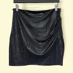 Black Mini Skirt LAYERED Snake Skin Look SHEIN